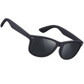 grinderPUNCH Super Dark Black Lens Men's Sunglasses Retro Classic 80s Stylish Trendy Shades (Black), black