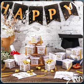 TaoBary 30 Pcs Graduation Cap Candy Box 2026 Graduation Decorations Party Favors Gifts Grad Cap Box with Tassel for Candy Chocolate Biscuit Supplies(White)