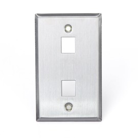 Leviton Stainless Steel QUICKPORT Wallplate, Single Gang, 2-Port, 43080-1S2