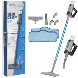10-in-1 Steam Mop Dual-Rod Design with Detachable Handheld Steamer for Walls, Grouts, Hard Floors, Tiles, Includes Multi-Purpose Accessories and Washable Microfiber Pads