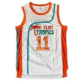 BOROLIN Mens Flint Tropics Movie #11 Monix Basketball Jersey (White, X-Large)