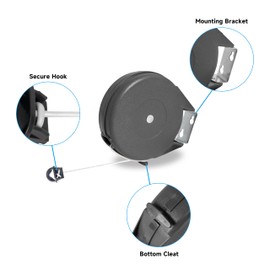 Automatic Retractable Washing Line, 15m PVC Rope, Grey, Indoor/Outdoor, 20.5x17.5x5cm, 600g