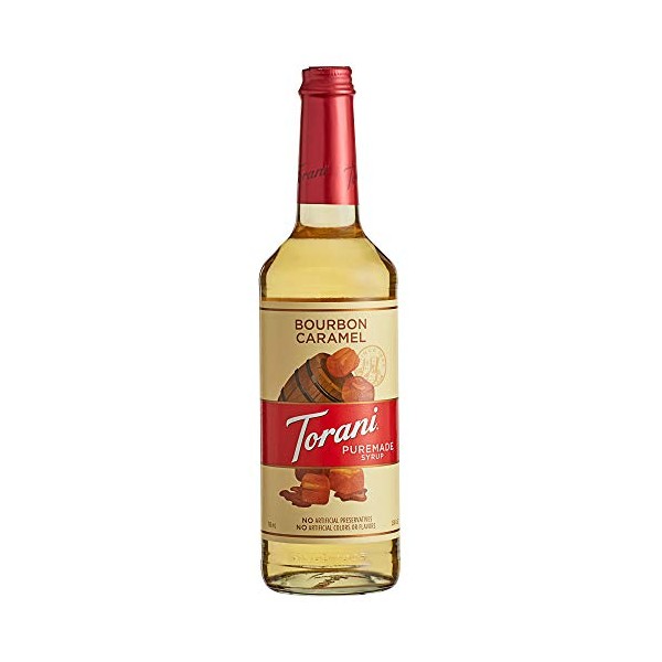 Torani Puremade Syrup, Bourbon Caramel Flavor, Glass Bottle, Natural Flavors, 25.4 Fl. Oz., 750 mL