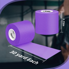 Ckeep Pre Wrap Athletic Tape(3 Rolls), Foam Underwrap Tape for Ankles, Wrists and Knees, Purple