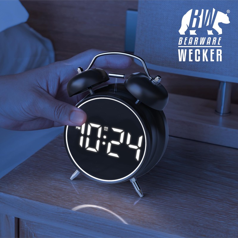 CSL - Wecker digital - Retro Design – lauter Glockenalarm