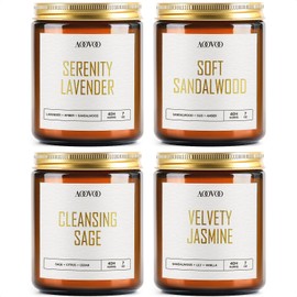 AOOVOO Candle Set - Scented Candles, Soy Candles, Aromatherapy Candle, Soy Wax Candle, Candle for Home Scented, 4PC Lavender/Sandalwood/Jasmine/Sage