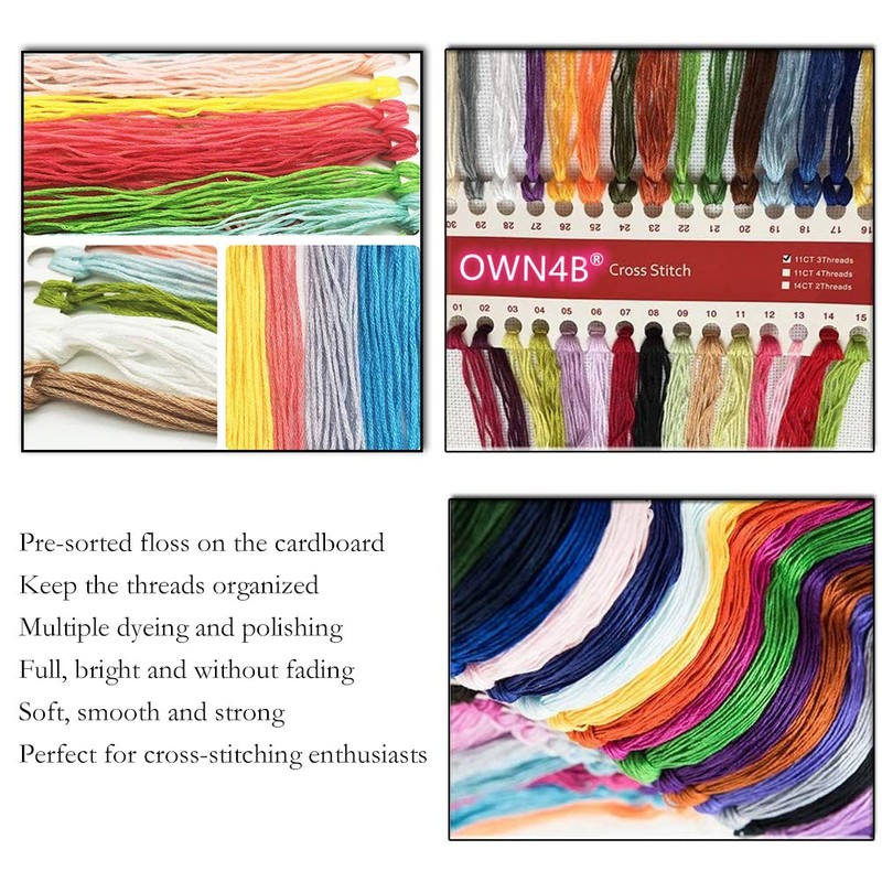 OWN4B Cross Stitch Kits Embossed Warm Inspirational Phrases Printed Pattern