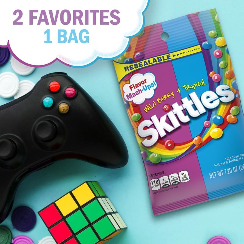 Skittles Flavor Mash-Ups Wild Berry and Tropical Candy, 7.2 Ounce