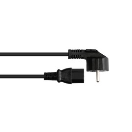 Good Connections Power Cable - 1.8 m - Earthing Contact Plug Type E+F (CEE 7/7, Angled) to C13 IEC Socket (Straight) - Copper Conductor CU - 0.75 mm² - Cold Appliance Cable - Black