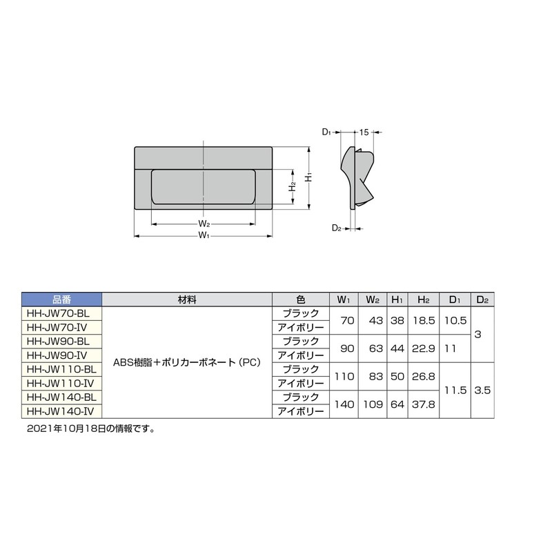 Sugatsune Industries (100024581) HH-JW70-BL Recessed Handle HHJW70BL
