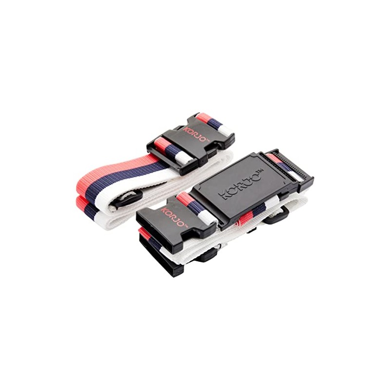 Korjo Crossed Luggage Straps, Includes 2 Travel Luggage Straps and