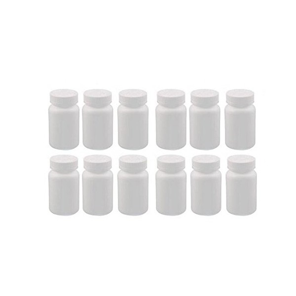 12PCS Plastic Round Container Bottles Storage Holder Dispenser Holder Organizer(White) (50ml)