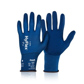 Ansell 11-818 HyFlex Nylon FORTIX Nitrile Foam Coating Work Gloves 4.1.2.1, Size X-Large, Blue
