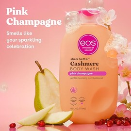 eos Shea Better - Gel de baño de cachemira, champán rosa, hidratante y nutritivo, fórmula de gel cremoso equilibrado de pH, libre de parabenos ni ftal