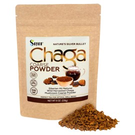 Sayan Siberian Pure Raw Coarse Chaga Powder 8 Oz / 226g – Premium Wild Forest Harvested Super Antioxidant Tea – Supports Immune System and Digestive Health – Focus, Energy, Clarity, Wellness - Non-GMO