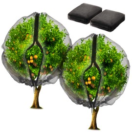 Homiton 2 Pack Fruit Tree Netting Bags with Zipper and Drawstring, 6 x 6ft Ultra Fine Mesh Garden Netting Plant Cover, Bird Netting for Blueberry Bushes, Fruit Trees, Flowers (Black, 6 x 6 ft)