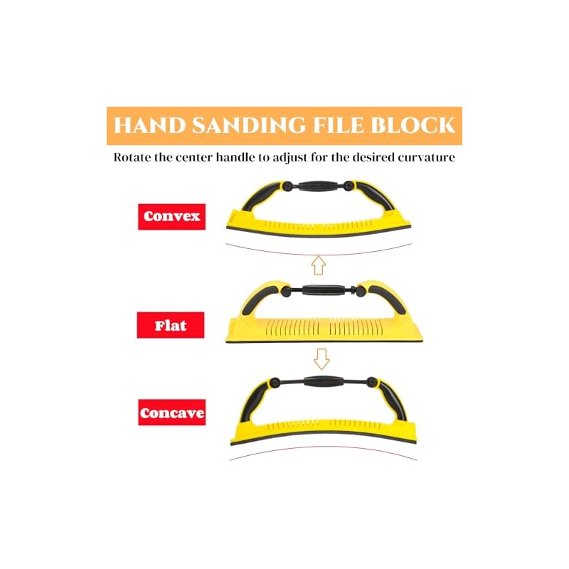 Hand Sanding File Block, Adjustable Radius Flex Longboard Sanding Block