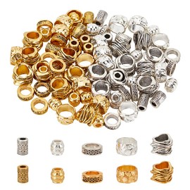 nbeads 100 Stück 10 Stile Tibetischer Stil Legierung Perlen, Dreadlock Perlen Metall Haarschmuck Perlen Zöpfe Haarschmuck Haarperlen Europäische Perlen für Armband Halskette Schmuck Herstellung