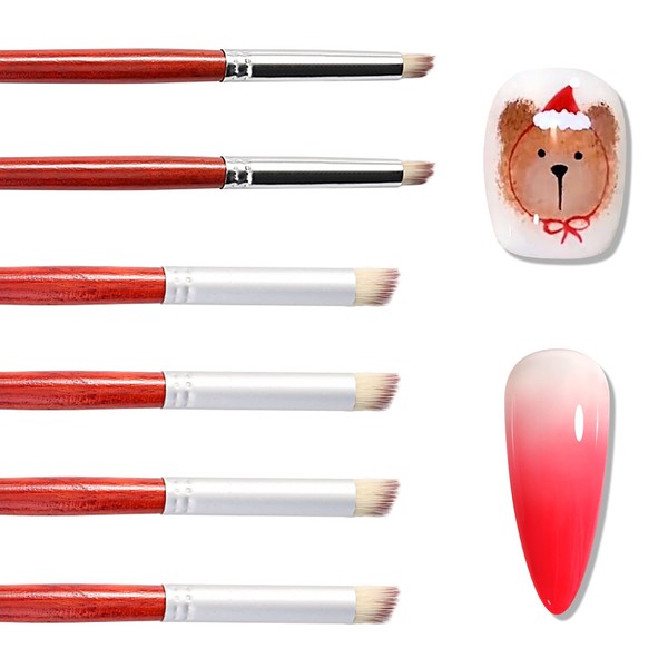 Furtherpretty Ombre Nail Brush Set, 6PCS Gradient Nail Art Brushes