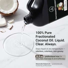 Naturevibe Botanicals Fractionated Coconut Oil 32 ounces Non GMO, Vegan, Keto Friendly | 100% Pure and Natural Coconut Oil | Smoothes Hair and Moistur