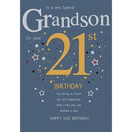 Piccadilly Greetings Group Ltd STUNNING TOP RANGE A VERY SPECIAL GRANDSON ON YOUR 21ST BIRTHDAY GREETING CARD, blue, 10 x 7
