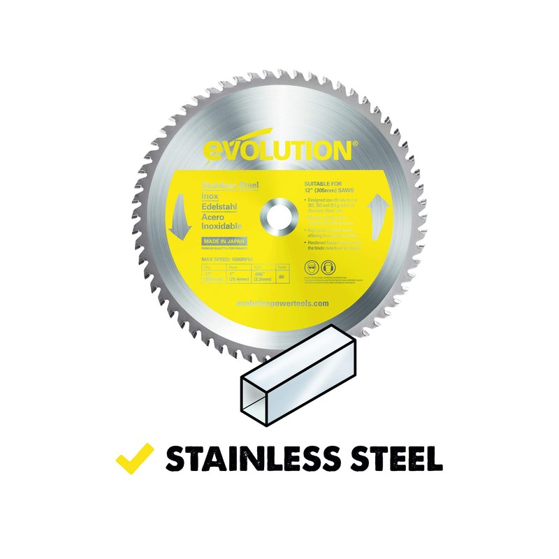 Evolution Power Tools 12BLADESS Stainless Steel Cutting Saw Blade, 12-Inch