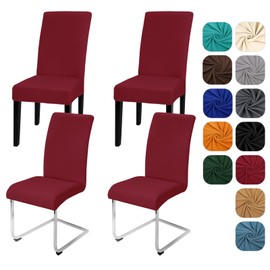 Yugarlibi Chair Covers, Set of 4, Stretch Chair Covers, Swing Chair, Elastic Covers, Chair Cover, Removable, Washable Chairs, Protection for Kitchen, Restaurant, Hotel, Banquet, Wedding (Bordeaux, Set