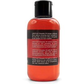 LOVE PLAY Aceite Corporal con Sabor Fresa 150ml | Aceite Comestible Térmico para Hombres y Mujeres | Vegano, Natural y Seguro para Masajes y Juego Íntimo | Aroma y Sabor Irresistible