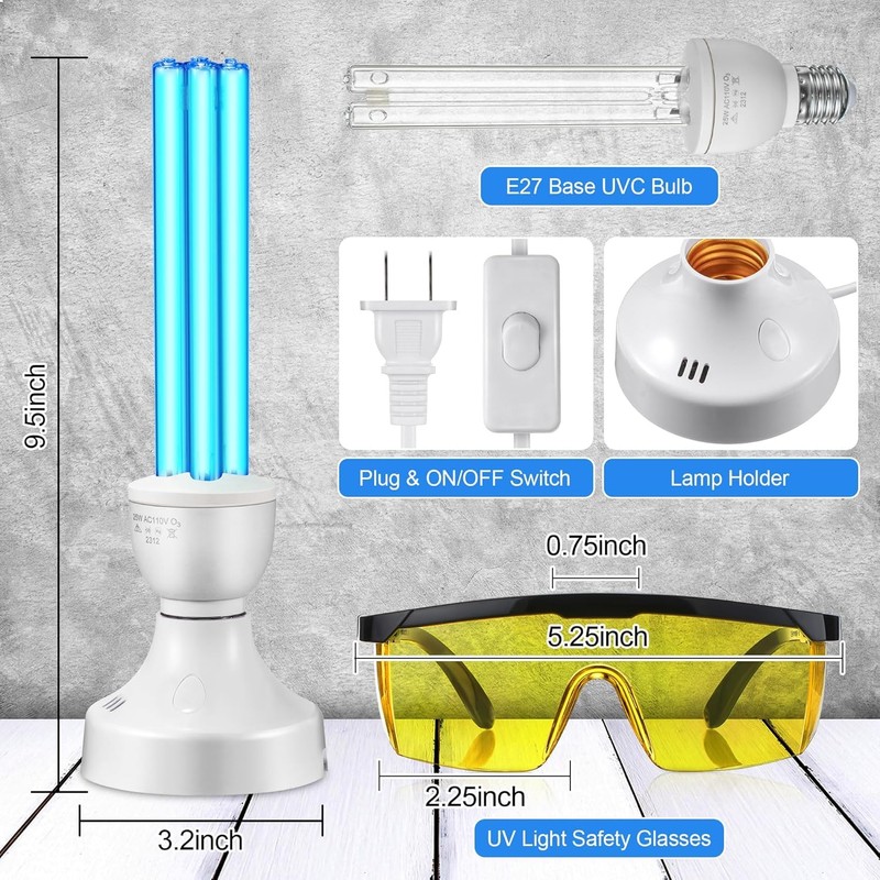 Qualirey 25 Watt UV Light, UVC Lamp with E27 Base
