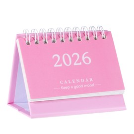 Small Calendar 2025-2026, Pink Mini Desk Calendar Standing Flip Form July 2025 to December 2026, 3.7'' ×3.1'' Thick Paper Desk Calendars for Home, School or Office Supplies