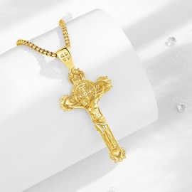 CELESTIA Cross Necklace Men Women 925 Silver Jesus Saint Christopher Pendant Orthodox Cross Crucifix Chain Men's Necklace Christian Gifts, Sterling silver, No Gemstone