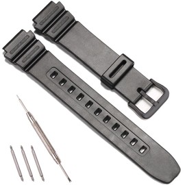 Resin Replacement Watchband Compatible with Casio F-108 AE1000W AE1200 W735H W218H W800H Mens Womens Strap 18mm Watch Accessories (Black BlackBuckle)