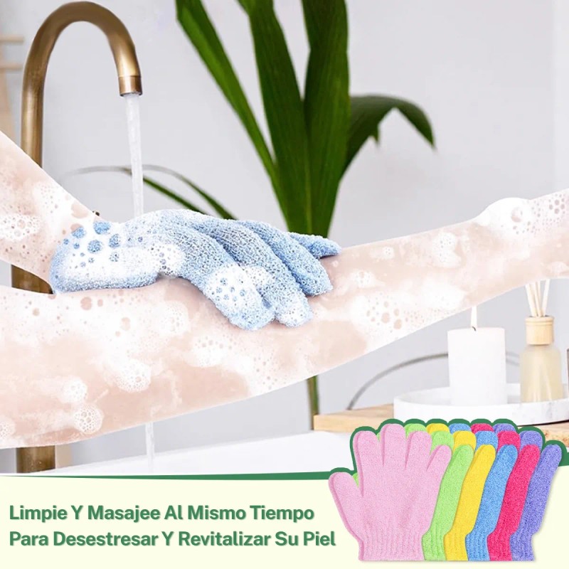 12pares Guantes Exfoliantes Ducha Baño Body Spa Fibra Unisex