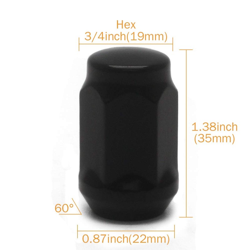 GAsupply Black Lug Nuts, 1/2-20 Closed End Bulge Acorn Lug