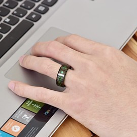 NUNCAD 8mm Classic Black and Green Tungsten Carbide Ring with Celtic Dragon Carbon Fiber Comfort Fit O1/2