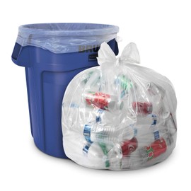 Aluf Plastics 50-55 Gallon 1.5 MIL Thick Clear Heavy Duty Trash Bags - 36" x 58" - Pack of 100 - For Recycling, Kitchen, Contractor, & Outdoor