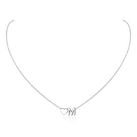 Aosyoisk 925 Sterling Silver Heart Letter Necklace, Ladies (M)
