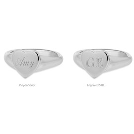 Tuscany Silver Women's Sterling Silver Rhodium Plated 10mm x 9.7mm Heart Signet Ring #Q Engraving