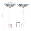 Glass Bird Bath Outdoor Birdbaths Garden Birdfeeder with Metal Stake
