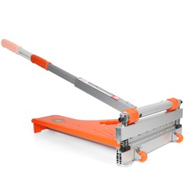 CUTTEREX 13" Pro.Floor Cutter-No Dust,No Noise,No Electricity. Multi-Angle Cuts for Laminate,Vinyl,Wood & More,Pro. ALU Long Leverage Handle,Longlife HSS Blade,Safe & Easy to Use! Orange & Wheeled