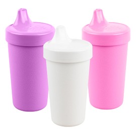 Re-Play Made in USA 10 Oz. Sippy Cups for Toddlers, Set of 3 - Reusable Spill Proof Cups for Kids, Dishwasher/Microwave Safe - Hard Spout Sippy Cups for Toddlers 3.13" x 6.25", Berry