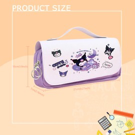 HOOKTA Kuromi Pencil Case with Zip, Smooth Pencil Case with Large Capacity and Handle, Kitty Pencil Case for Teenagers, Girls and Boys, Gift, Sweet dream, Modern