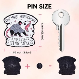 Kimoli Funny Possum Enamel Pin, Cute Cool Meme Lapel Pin for Backpacks Bags Hats Jackets, One More Inconvenience and I Start Biting Ankles Novelty Badge, Funny Pins for Adults
