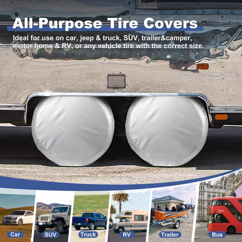 Explore Land Explore Land Weatherproof Tire Covers 4 Pack Alumium
