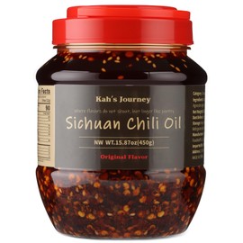 Kah's Journey Original Szechuan Chili Oil - Spicy Chili Crisp with Crunchy Garlic 15.87oz (450g), Vegan, Sugar Free Hot Sauce, Great for Noodles, Dumplings, Vegetables, Meats