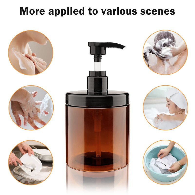 Hethyo Pump Bottle Dispenser 3 Pcs 600ml/20oz Refillable Plastic Pump