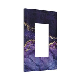 Purple Marble Abstract Gold Crack Iridescent Art Marbling Luxury Elegant Art 1 Gang Single Decorator GFCI/Rocker Wall Plate Electrical Outlet Decorative Receptacle Cover Light Switch for Dimmer, USB