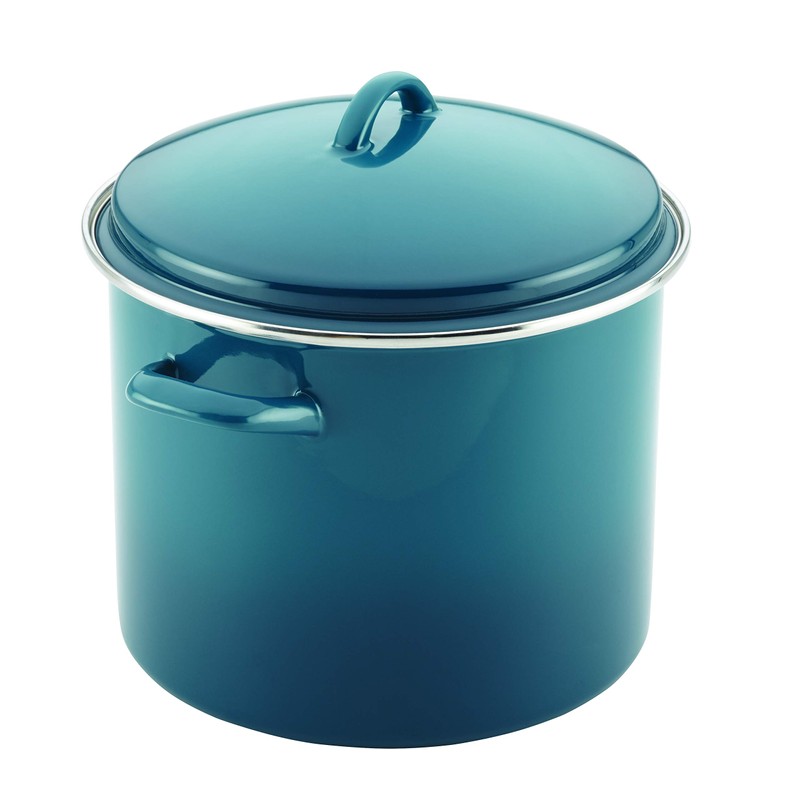 Rachael Ray Enamel on Steel Stock Pot/Stockpot with Lid, 12