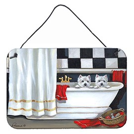Caroline's Treasures PPP3281DS812 Westie Pour Le Bain Bathtime Wall or Door Hanging Prints Aluminum Metal Sign Kitchen Wall Bar Bathroom Plaque Home Decor, 8x12, Multicolor