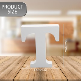 GLADFRESIT 1 Pcs Decorative Wood Letters for Crafts, Standing Alphabet Letters for Children Baby Name Wedding Birthday Party Home Wall Decoration 4"